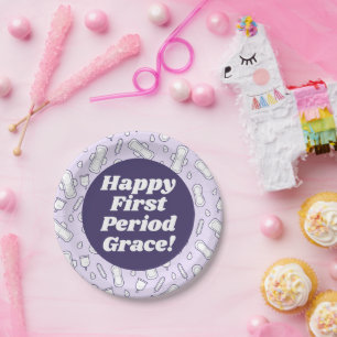 Happy First Period Party Lila Tampon Pad Name Pappteller