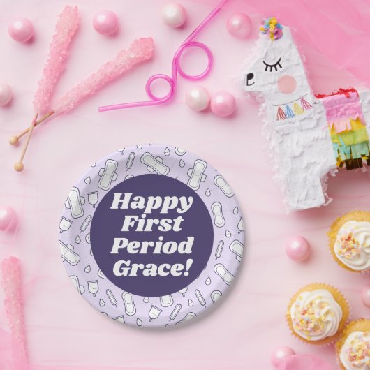Happy First Period Party Lila Tampon Pad Name Pappteller (Party)