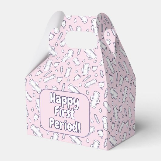 Happy First Period Party Niedlich Pink Tampon Pad Geschenkschachtel (Vorderseite)