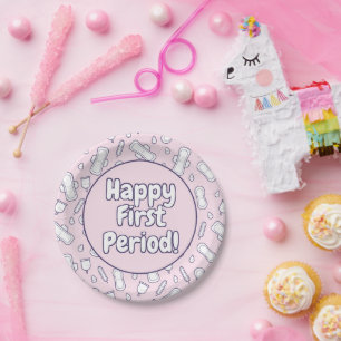 Happy First Period Party Pink Niedlich Tampon Pad Pappteller