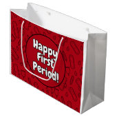 Happy First Period Party Red Tampon Pad Muster Große Geschenktüte (Vorderseite Schrägansicht)