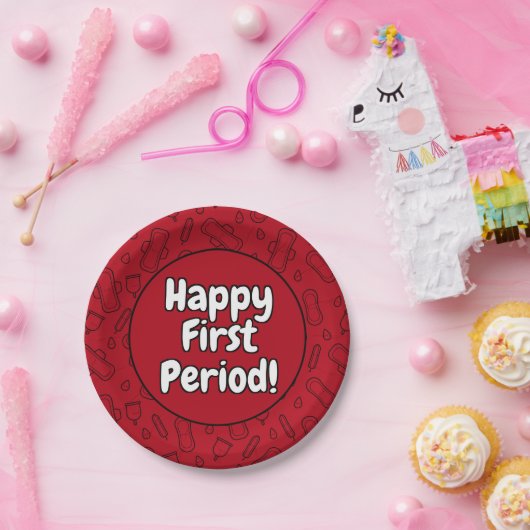 Happy First Period Party Red Tampon Pad Muster Pappteller (Party)