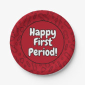 Happy First Period Party Red Tampon Pad Muster Pappteller (Vorderseite)