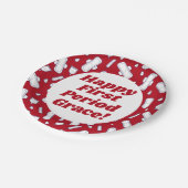 Happy First Period Party Red Tampon Pad Name Pappteller (Schrägansicht)