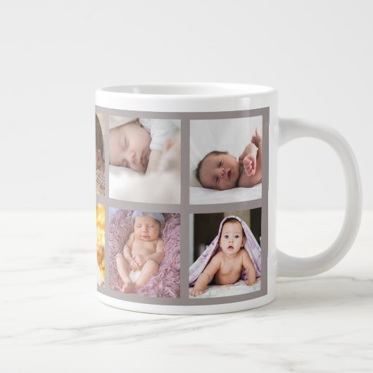 Happy First Vater's Day 8 Family Foto Collage Jumbo-Tasse (Rechts)