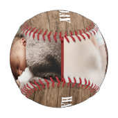 Happy First Vatertag 2 Foto Collage Wood Baseball (Vorderseite)