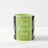 Happy First Vatertag 2 Foto Lime Green Tasse (Zentrum)
