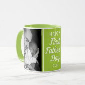 Happy First Vatertag 2 Foto Lime Green Tasse (Vorderseite Links)