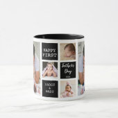 Happy First Vatertag 5 Foto Collage Schwarz Tasse (Zentrum)