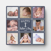 Happy First Vatertag 8 Foto Collage Blue Fotoplatte (Vorderseite)