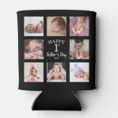 Happy First Vatertag 8 Foto Collage Schwarz Dosenkühler (Rückseite)