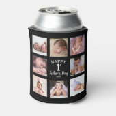 Happy First Vatertag 8 Foto Collage Schwarz Dosenkühler (Kanne Rückseite)