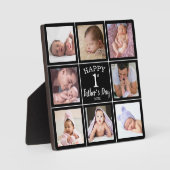 Happy First Vatertag 8 Foto Collage Schwarz Fotoplatte (Vorderseite)