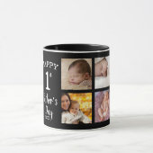 Happy First Vatertag 8 Foto Collage Schwarz Tasse (Zentrum)
