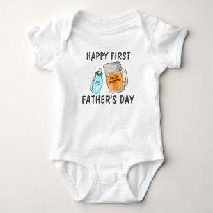 Happy First Vatertag Baby Flasche Biere Tasse Name Strampler