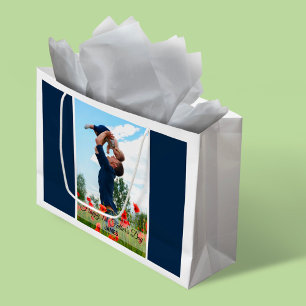 Happy First Vatertag Custom Foto Geschenktasche Große Geschenktüte