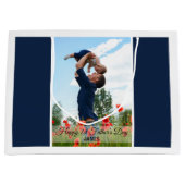 Happy First Vatertag Custom Foto Geschenktasche Große Geschenktüte (Vorderseite)