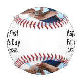 Happy First Vatertag Custom Foto & Text Baseball (Vorderseite)
