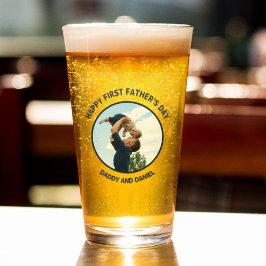 Happy First Vatertag Custom Foto & Text Glas