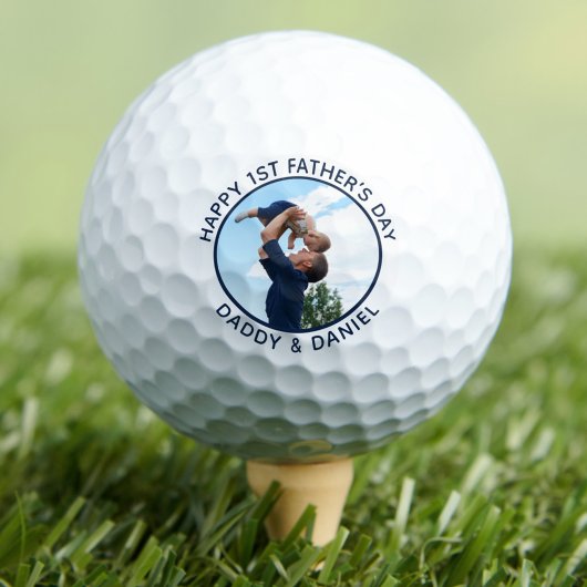 Happy First Vatertag Custom Foto & Text Golfball