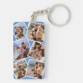 Happy First Vatertag Foto Collage Blue Schlüsselanhänger (Rückseite)