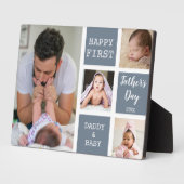Happy First Vatertag Gray 4 Foto Collage Fotoplatte (Seite)