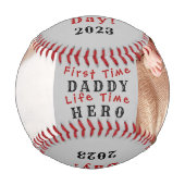 Happy First Vatertag Personalisiert 2 Foto Grau Baseball (Vorderseite)