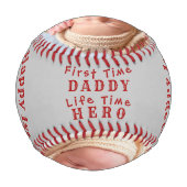 Happy First Vatertag Personalisiert 2 Foto Grau Baseball (Rückseite)