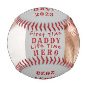Happy First Vatertag Personalisiert 2 Foto Grau Baseball (Vorderseite)