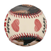 Happy First Vatertag Rotes Herz 2 Foto Baseball (Rückseite)
