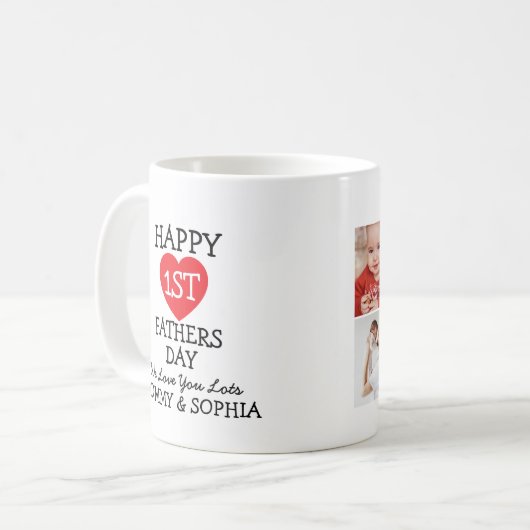 Happy First Vathers Day 4 FotoCollage Kaffeetasse (Vorderseite Links)