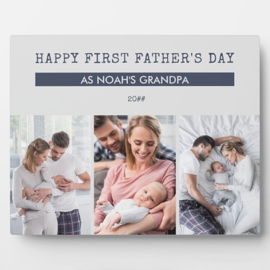 Happy First Vathers Day as Opa - 3 Foto Fotoplatte (Vorderseite)