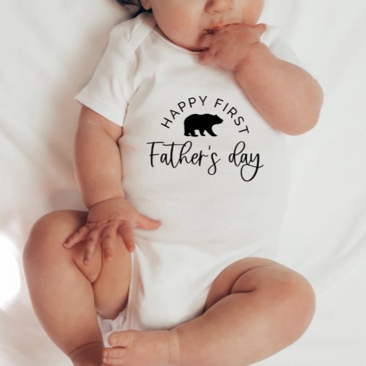 Happy First Vathers Day Bear - Baby Strampler