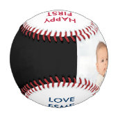 Happy First Vathers Day Custom Jahr und Foto Baseball (Rückseite)