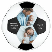 Happy First Vathers Day Daddy 2 Foto Personalisier Fußball (Vorderseite)