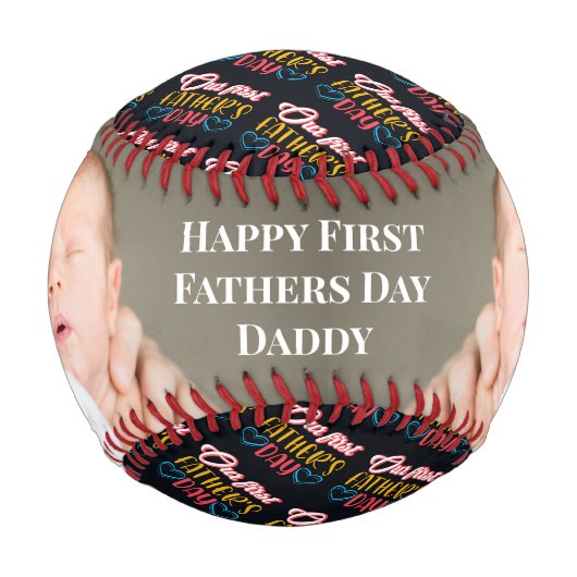 Happy First Vathers Day Daddy Baseball (Vorderseite)