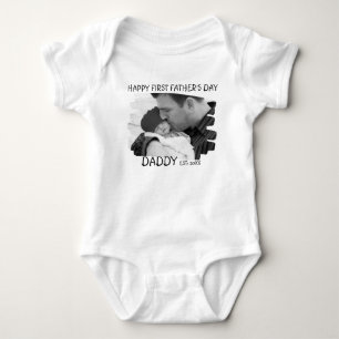 Happy First Vathers Day New Dad and Baby Foto Strampler