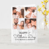 Happy First Vathers Day Niedlich Modern Foto Colla Karte (Gelbe Blume)