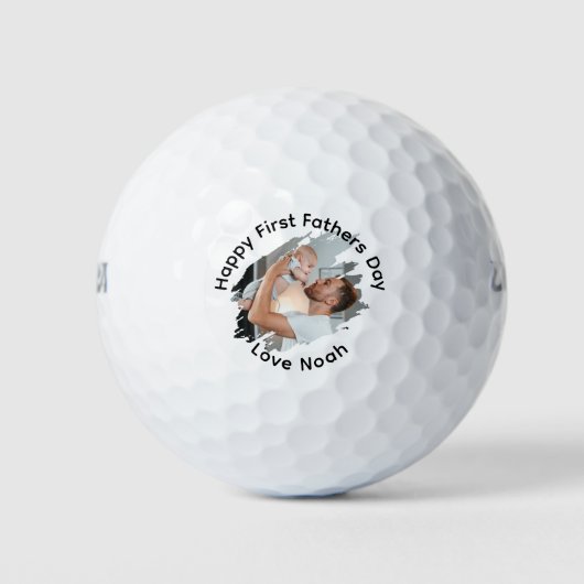 Happy First Vathers Day Personalisiertes Foto Golfball (Vorderseite)
