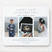 Happy First Wedding Anniversary 3 Photos Collage Mousepad (Vorne)
