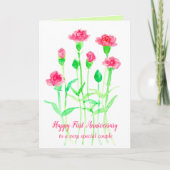 Happy First Wedding Anniversary Pink Carnation Karte (Vorderseite)