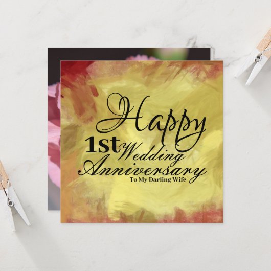 Happy First Wedding Jubiläum für meine Ehefrau Karte (Vorderseite/Rückseite Beispiel)