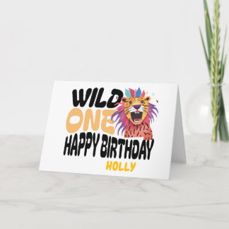Happy First Wild One Safari Themed 1st Birthday  Karte