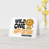 Happy First Wild One Safari Themed 1st Birthday  Karte (Gelbe Blume)