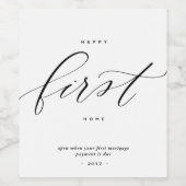 Happy First Zuhause - Wein oder Sparkling Weinflas Weinetikett (Einzelnes Label)