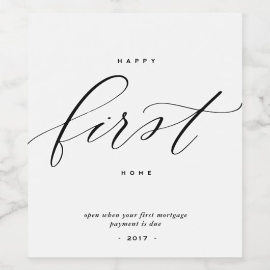 Happy First Zuhause - Wein oder Sparkling Weinflas Weinetikett (Einzelnes Label)