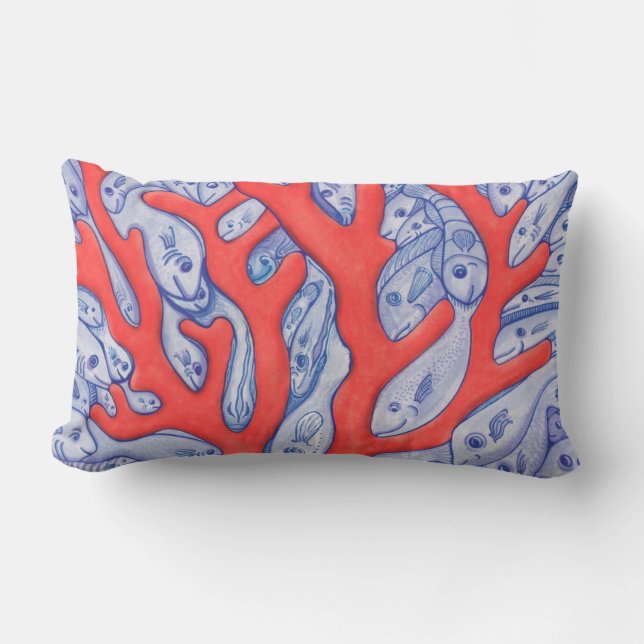 Happy Fish and Coral Lumbar Pillow Lendenkissen (Vorderseite)