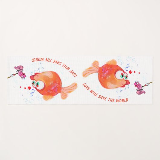 Happy Fish and Worm Funny Yoga Mat - Benutzerdefin Yogamatte (Vorderseite (Horizontal))