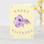 Happy Fish Birthday Card Karte (Gelbe Blume)