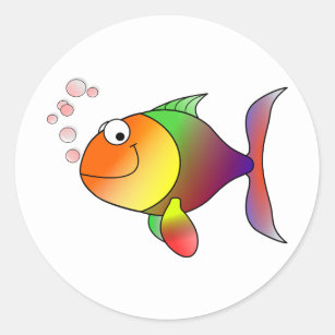 Happy Fish ~ Blasen Runder Aufkleber